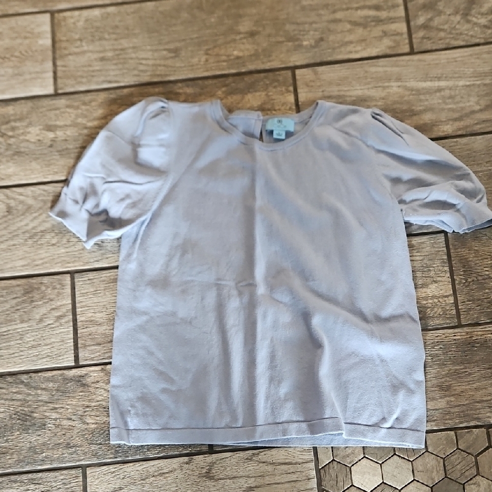 CeCe Light Blue Short Sleeve Sweater Top
